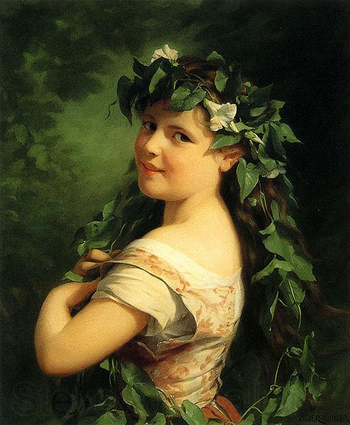 Fritz Zuber-Buhler Girl with wreath France oil painting art